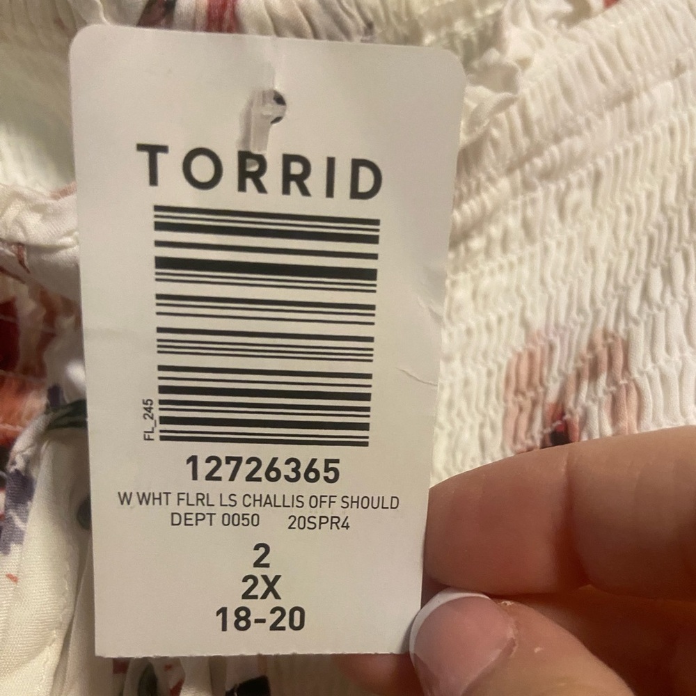 NWT Torrid Smocked Floral Off-Shoulder Challis Blouse | Size 2 (2X) - Picture 5 of 5